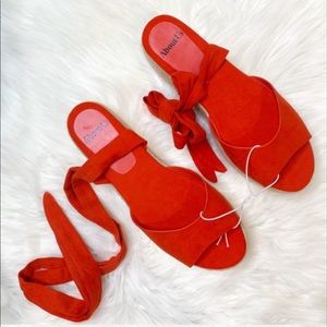 About us red espadrille sandals, never worn